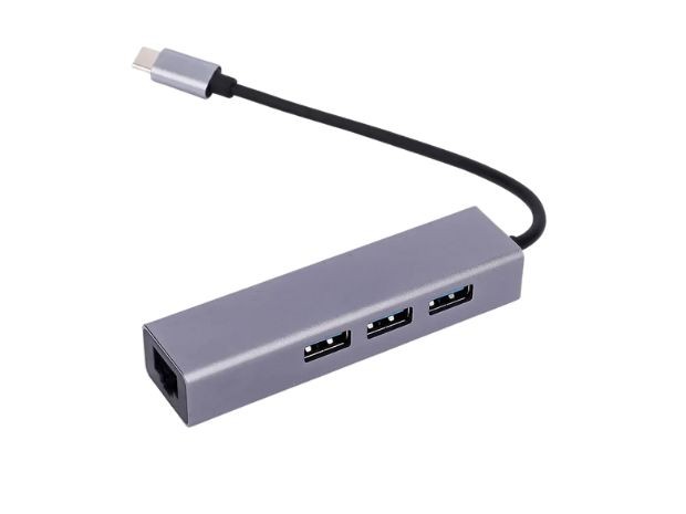 &uu ADAPTADOR TIPO C A RJ45 ETHERNET + 3 USB (1293A)